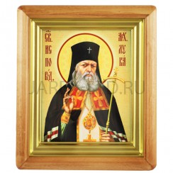 Икона "Лука Крымский", светлая деревянная рамка, киот, холст; 19,5х22,5.Арт.ИХ-1/163