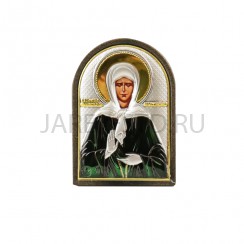 Икона "Матрона", арочная, риза металлическая., рамка пластик., напыление серебро&золото&цв.эмаль; 4*6.Арт.И-ГР-1112-2OXC