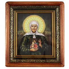 Икона "Матрона", темная деревянная рамка, киот, холст; 20,5*23,5.Арт.ИХ-3/061