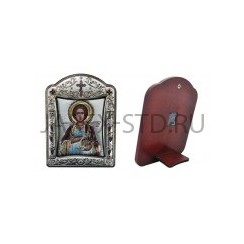 Икона "Пантелеймон", фигурная рамка, напыление серебро; 7,9*10,5.Арт.И-ГР-922512033