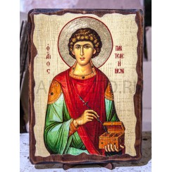 Икона "Пантелеймон", дерево под старину, печать-краска; 30*42.Арт.И-СТ-005/105