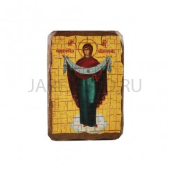Икона "Покров Пресвятой Богородицы", дерево под старину, печать-краска; 7*10.Арт.И-СТ-003/112