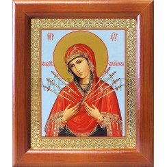 Икона Семистрельная, полиграфия,  в багетной рамке со стеклом; 8*9,5 см.Арт.И-БР-1/125