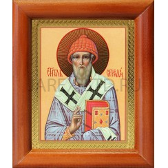 Икона  Спиридон Тримифунтский, полиграфия, в багетной рамке со стеклом; 8*9,5 см.Арт.И-БР-1/134