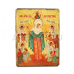 Икона "Всех скорбящих радость", дерево под старину, печать-краска; 12,5*16,5.Арт.И-СТ-001/024