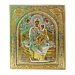 Икона "Всецарица", античная риза, металл, рамка мдф, напыление серебро&золото; 15*18.Арт.EP514-104XM