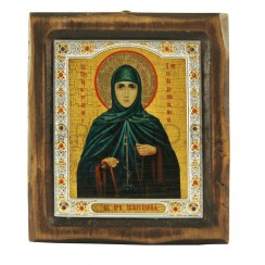 Икона "Евфросиния", дерево под старину, риза металл, стразы; 11*13.Арт.И-СТ-МКС-1113/313