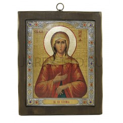 Икона «Ксения Петербургская», дерево под старину, риза металл, стразы, 14,5×19 см