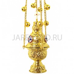 Кадило с позвонцами, цинковый сплав, эмаль; h 68.Арт.К-447