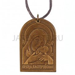 "Касперовская", нательная икона на шнурке, кожа.Арт.ОШК-001\054