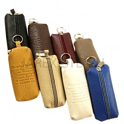 Ключница с молитвой "Да воскреснет Бог", на молнии, кожа, цвет в ассортименте.Арт.ИК-5523