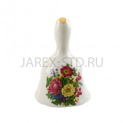 Колокольчик с цветами, керамика; h10,5.Арт.КК-Ц-7