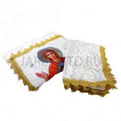 Комплект ритуальный атласный, покрывало с наволочкой, стеганный "Казанская"; 200*70 см..Арт.КР-2049/053