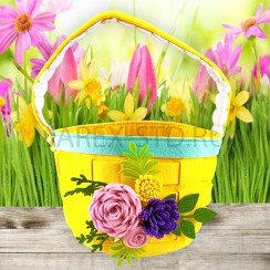 Корзинка пасхальная, плетеная, фетр "Пасхальная Композиция" ; h 27,5.Арт.ПК-7426-10/жел