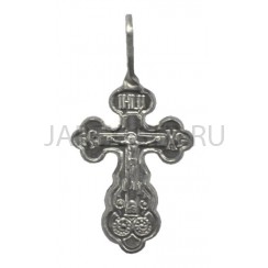 Православный нательный крест, металл, белый; h3,2.Арт.КН-007-28