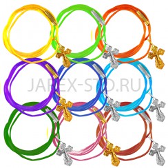 Православный нательный крест на гайтане с закруткой, металл, белый- жёлтый крест; h3,5.Арт.КН-002