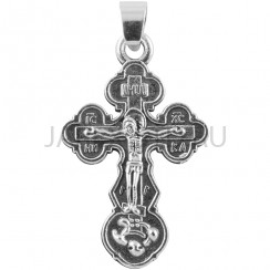 Православный нательный крест, металл, кольцо, белый-жёлтый; h2,5.Арт.КН-С