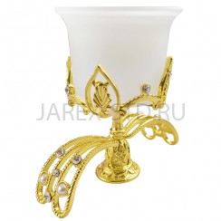 Настольная лампада в металлической оправе, матовое стекло, стразы; h8.Арт.Л-0427-1