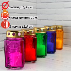 Лампада неугасимая, стекло, металлическая крышка, МИКС; h12,5.Арт.С-003/М