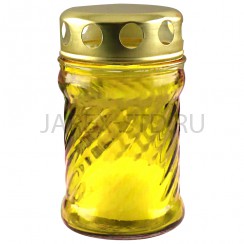 Лампада неугасимая, стекло, металлическая крышка, желтая; h11.Арт.S-225w/XH-202