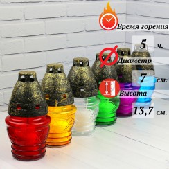 Лампада неугасимая, стекло, пластиковая крышка, МИКС; h13,7.Арт.С-091п/М