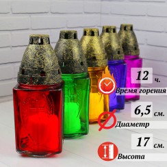 Лампада неугасимая, стекло, пластиковая крышка, МИКС; h17.Арт.С-003п/М