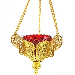 Лампада подвесная с позвонцами, цинковый сплав; h74.Арт.ЛП-В87