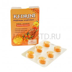 Леденцы кедровые "Kedrini"", на изомальте, облепиха, курага,  6 штук в блистере, 30 гр..Арт.РГ-ЛЖП-КДЗ-004