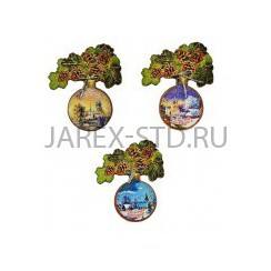 Магнит "С Рождеством Христовым", дерево; 9,5*9,5.Арт.И-НД-013