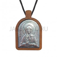 "Матрона", нательная икона (образок), мельхиор, дерево, сереберение.Арт.ОНП-М-003/061
