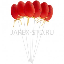 Набор пасхальный "Яйца на палочке", красные, 6 штук; h6.Арт.ПК-Я-018