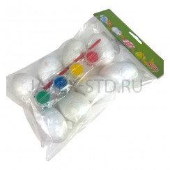 Набор пасхальный «Яйца и краски», яйца белые, краски цветные, 8 шт