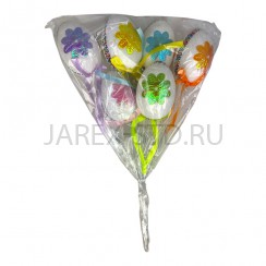 Набор пасхальный "Яйца на палочке", цветные со цветами, 6 штук; h6.Арт.ПС-Я-16018