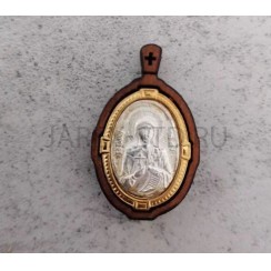 "Наталья", нательная икона (образок), мельхиор, дерево, сереберение, золочение.Арт.ОНП-Ж-002/4