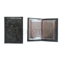 Обложка для автодокументов с молитвой "Псалом 90", чёрная кожа.Арт.ИК-8111АнЧ