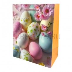 Пакет подарочный под кулич «Пасха», яйца, 18*23*10.Арт.ПП-10337A-1