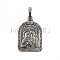 "Пётр и Феврония", нательная икона(образок), серебрение.Арт.ОНП/110