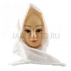 Платок, белый, блестки, хлопок; 70*70.Арт.ПК-002/бел