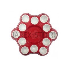 Подставка пасхальная для кулича и 12-ти яиц, красный пластик, d20 см