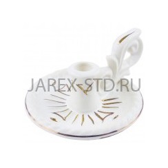 Подсвечник "Блюдце", керамика, белый с золотом; h3.Арт.КБЗ-006