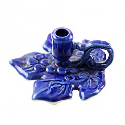 Подсвечник "Лист", керамика, цвет синий; h3,5.Арт.КЦ-026/син