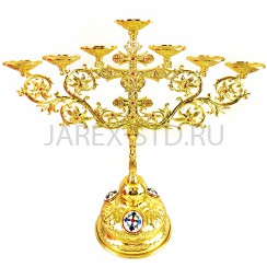 Подсвечник напрестольный "Крест" на 7 свечей, цинковый сплав, камни, эмаль; h30.Арт.ПН-255-9