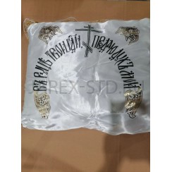 Подушка ритуальная атлас с золотым теснением, кружево, цвет белый, 45×50 см