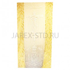 Покрывало ритуальное, золотая кайма, тюль, цвет белый; 200*110.Арт.ТР-0056