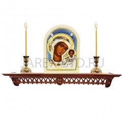 Полка для икон деревянная прямая, резная; 10*70.Арт.ПИ-Пр-70