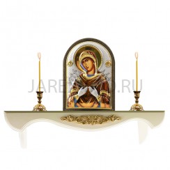 Полка для икон деревянная прямая, резная, цвет белый; 10*50.Арт.ПИ-Пр-50/б