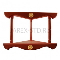 Полка для икон деревянная угловая, 2-х ярусная, резная, сборная, цвет темный; 32*60.Арт.ПИ-УД-033844/Т