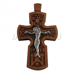 Православный нательный крест, мельхиор с серебром, дерево груша; h4.Арт.КН-64021