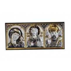 Автомобильный тройник "Спаситель, Казанская, Николай Чудотворец"; напыление зол.&сер., 4,5*10.Арт.И-ГР-1316LX