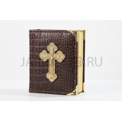 Складень четырехчастный, экокожа, мдф, пластиковое распятие, стразы, риза; 12*14.Арт.СКЛ-04